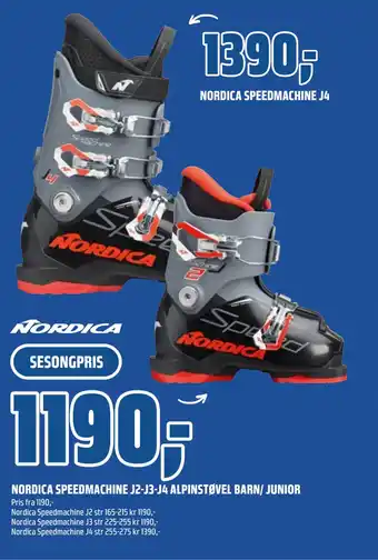 Coop Obs NORDICA SPEEDMACHINE J2-J3-J4 ALPINSTØVEL BARN/ JUNIOR tilbud