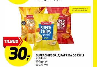 Bunnpris Superchips salt, paprika og chili cheese tilbud