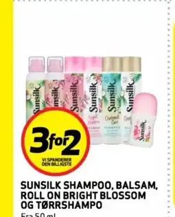 Bunnpris Sunsilk shampoo, balsam, roll on bright blossom og tørrshampo tilbud