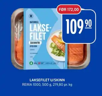 Rema 1000 Laksefilet u/skinn tilbud