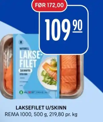 Rema 1000 Laksefilet u/skinn rema tilbud