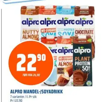 Coop Obs Alpro mandel-/soyadrikk tilbud