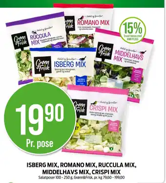 Kiwi ISBERG MIX, ROMANO MIX, RUCCULA MIX, MIDDELHAVS MIX, CRISPI MIX tilbud