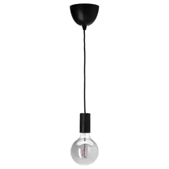 IKEA Sunneby / molnart Taklampe, svart/globe grått klart glass, 125 mm tilbud