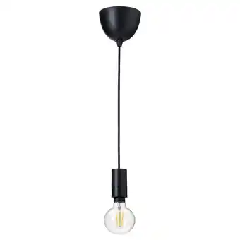 IKEA Sunneby / trÅdfri Taklampe med lyspære, svart/smart varmhvit tilbud