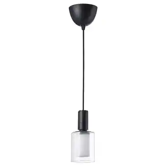 IKEA Sunneby / molnart Taklampe med lyspære, svart tekstil/sylinder stripet tilbud