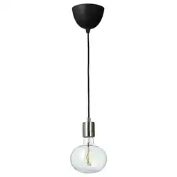 IKEA Skaftet / molnart Taklampe med lyspære, forniklet/ellipseformet flerfarget tilbud