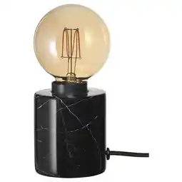 IKEA Markfrost / molnart Bordlampe med lyspære, marmor svart/globe brunt klart glass tilbud