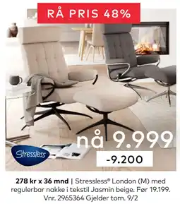 Skeidar Stressless London (M) med regulerbar nakke tilbud