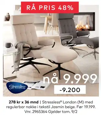 Skeidar Stressless London (M) med regulerbar nakke tilbud