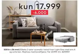 Skeidar Elbeko 2-seter sovesofa tilbud