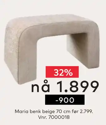 Skeidar Maria benk beige tilbud