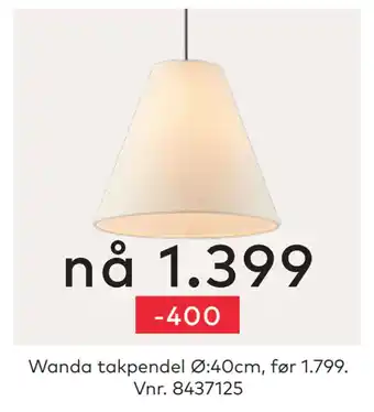 Skeidar Wanda takpendel tilbud