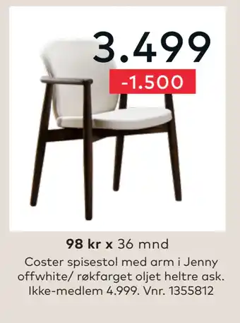 Skeidar Coster spisestol tilbud