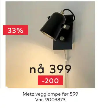 Skeidar Metz vegglampe tilbud