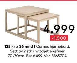 Skeidar Cornus hjørnebord tilbud