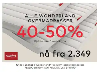 Skeidar Wonderland Premium latex overmadrass tilbud