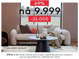 Skeidar Bertie sofa 3-seter tilbud