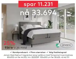 Skeidar Jensen Opal Aqtive II regulerbar seng i gråbrun med Tempsmart overmadrass tilbud