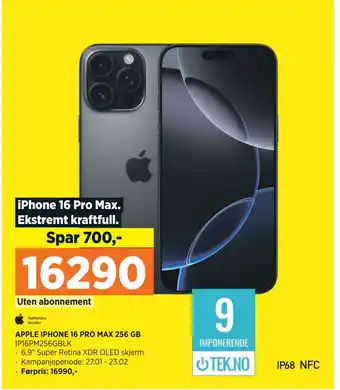 POWER APPLE IPHONE 16 PRO MAX 256 GB tilbud