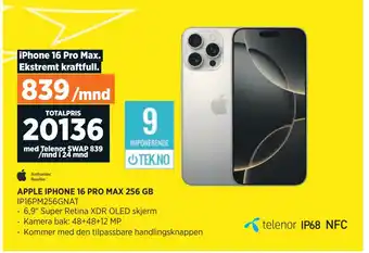 POWER APPLE IPHONE 16 PRO MAX 256 GB tilbud