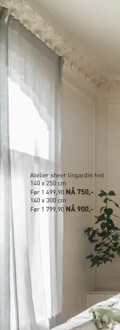 Kid Interiør Atelier sheer lingardin hvit tilbud