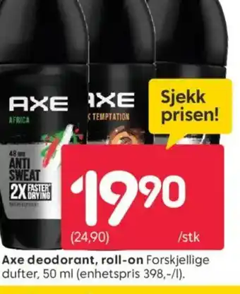 Rusta Axe deodorant, roll-on tilbud