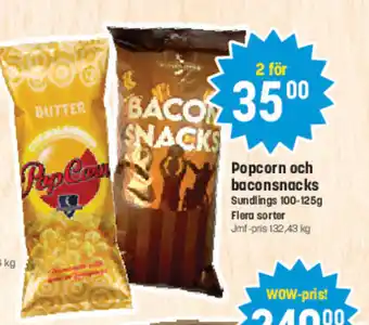 Eurocash Popcorn och baconsnacks Sundlings tilbud