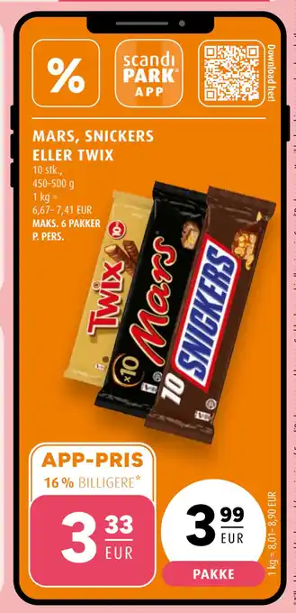 Scandinavian Park MARS, SNICKERS ELLER TWIX tilbud