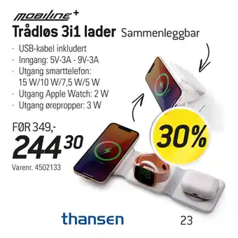 Thansen Trådløs 3i1 lader tilbud