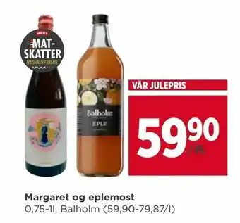 Meny Margaret og eplemost tilbud