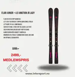 Intersport Flair junior + 4.5 vmotion jr lady tilbud