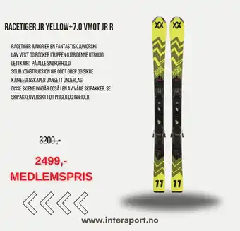 Intersport Racetiger jr yellow+7.0 vmot jr r tilbud