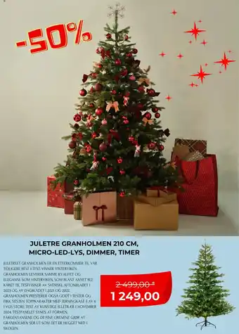 Clas Ohlson Juletre granholmen 210 cm, micro-led-lys, dimmer, timer tilbud