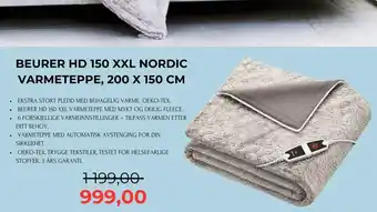 Clas Ohlson BEURER HD 150 XXL NORDIC VARMETEPPE tilbud