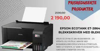 Clas Ohlson Epson ecotank et-2864 blekkskriver med blekk tilbud