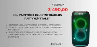 Clas Ohlson Jbl partybox club 120 trådløs partyhøyttaler tilbud