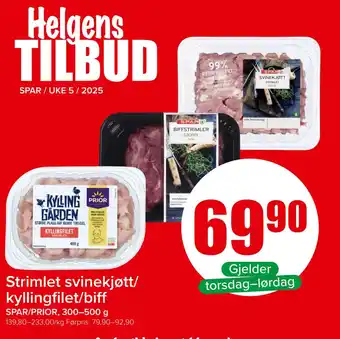 Spar SPAR/ PRIOR Strimlet svinekjøtt/ kyllingfilet/biff tilbud