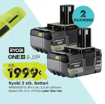 Mekk RYOBI 2 stk. Batteri tilbud