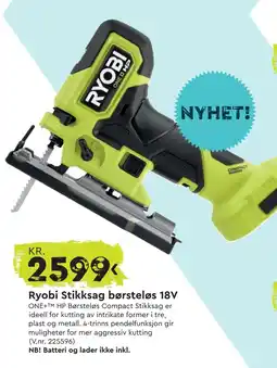 Mekk RYOBI Stikksag børsteløs 18V tilbud