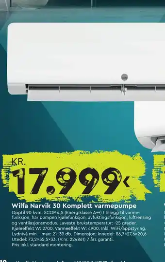 Mekk WILFA Narvik 30 Komplett varmepumpe tilbud