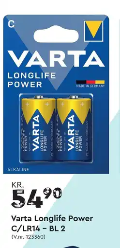 Mekk VARTA Longlife Power C/LR14 - BL 2 tilbud