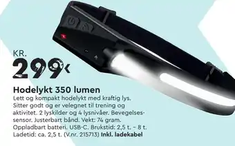 Mekk Hodelykt 350 lumen tilbud