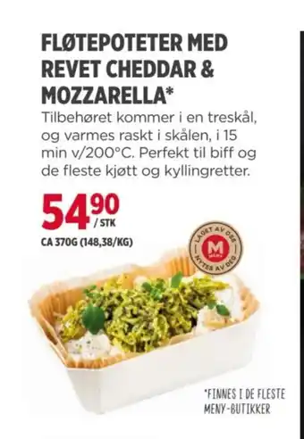 Meny Fløtepoteter med revet cheddar & mozzarella tilbud