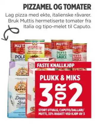 Meny Pizzamel og tomater tilbud