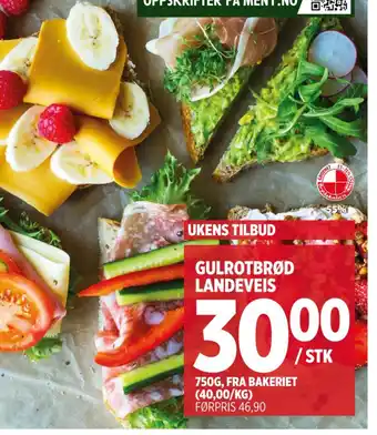 Meny Gulrotbrød landeveis tilbud