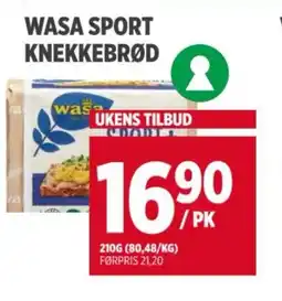 Meny WASA Sport knekkebrød tilbud