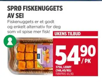 Meny LERØY Sprø fiskenuggets av sei tilbud