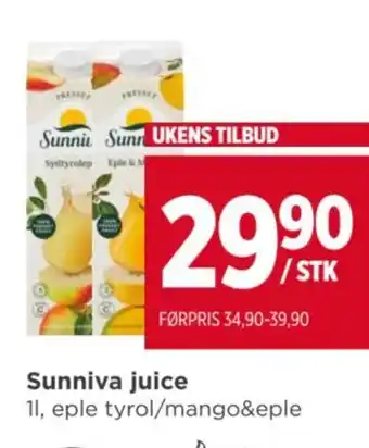 Meny Sunniva juice tilbud