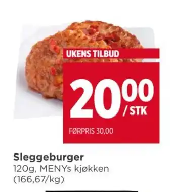 Meny Sleggeburger tilbud